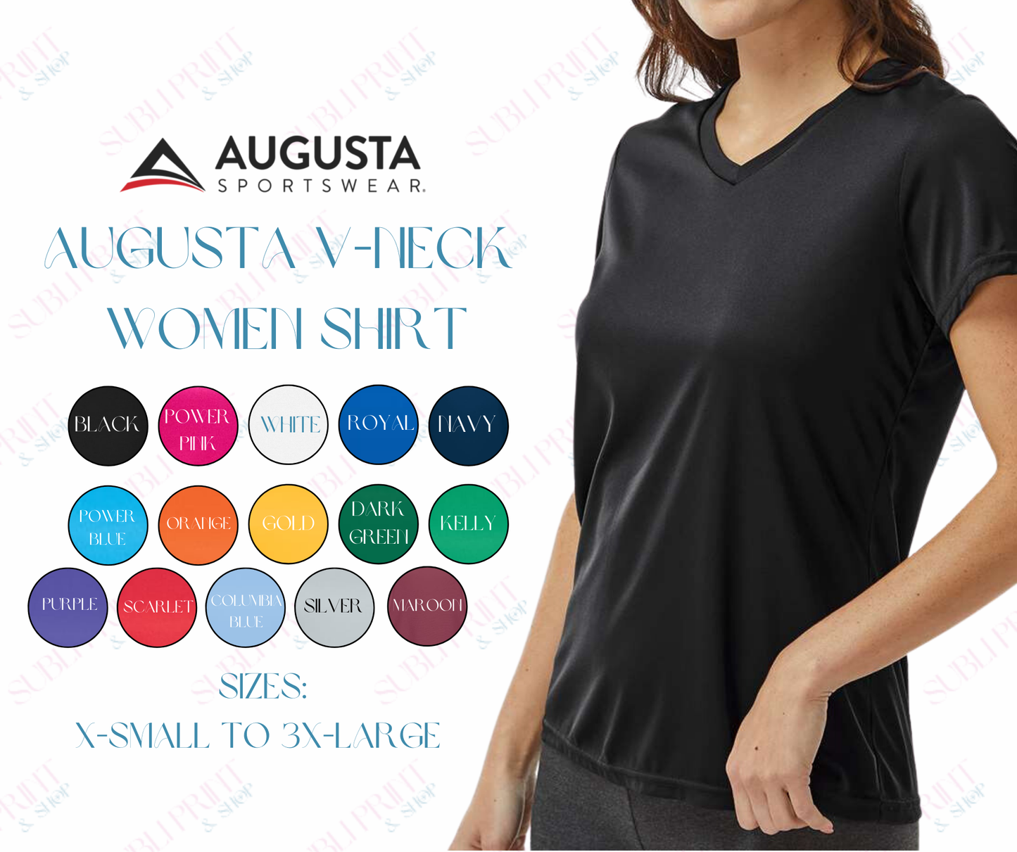 Augusta Sportswear Ladies Polyester V-Neck Shirt (A1790)