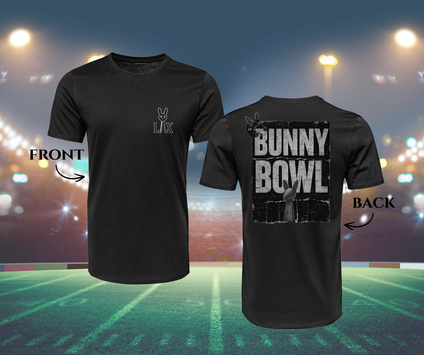 Bad Bunny Front & Back (T-Shirt, CropTop or Tank Top)